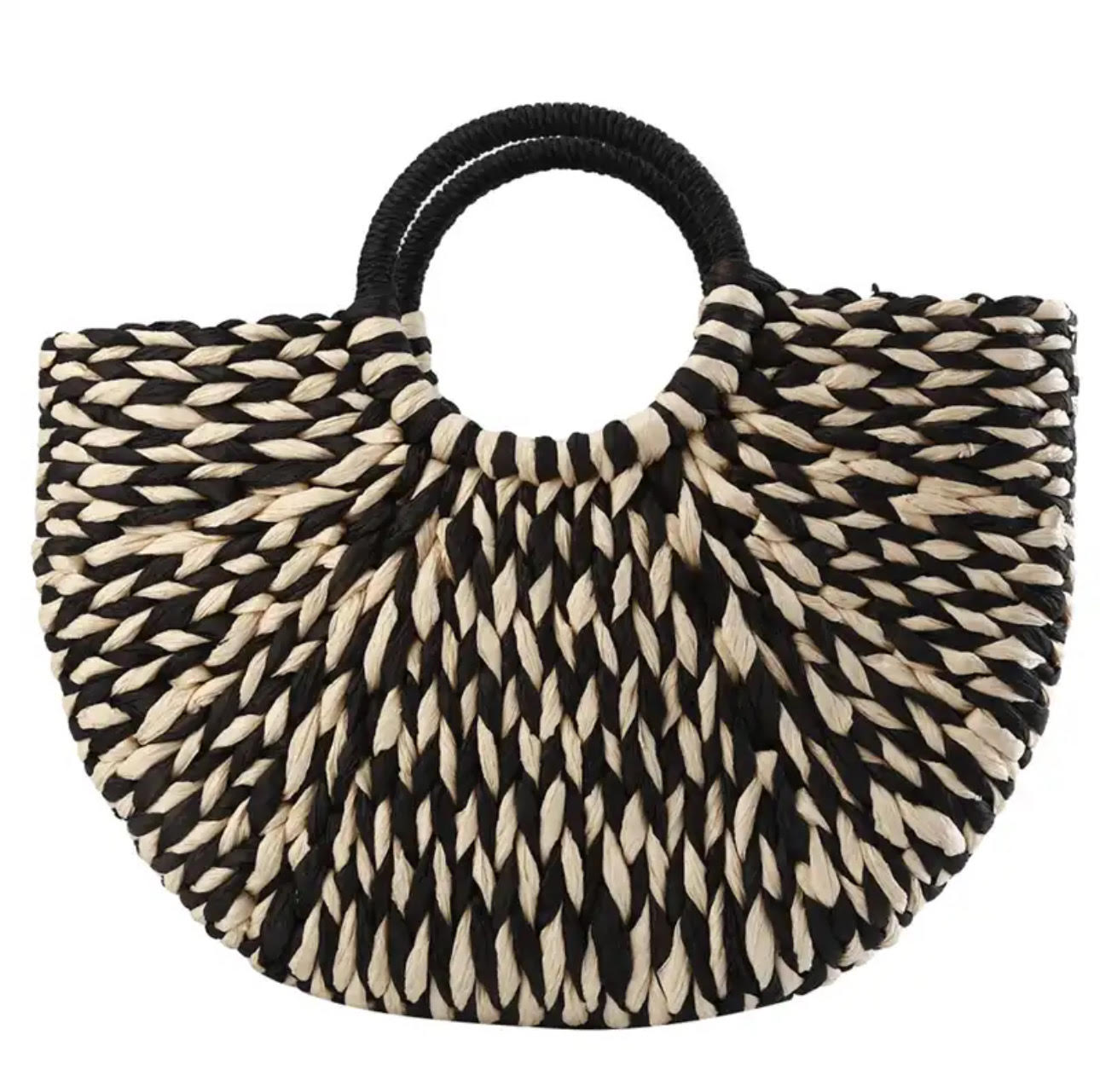 Half Round Rattan Woven Summer Bag