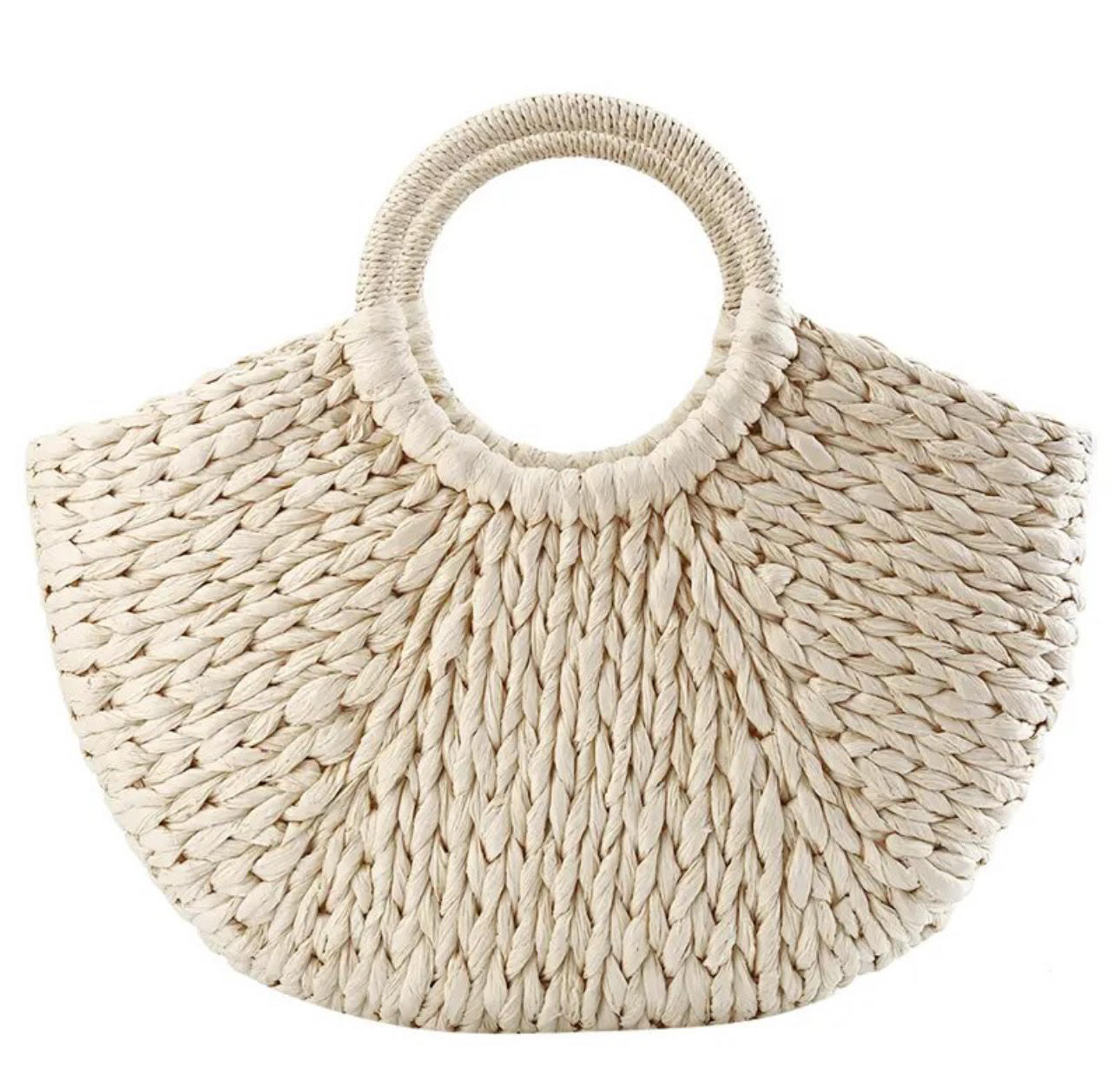 Half Round Rattan Woven Summer Bag